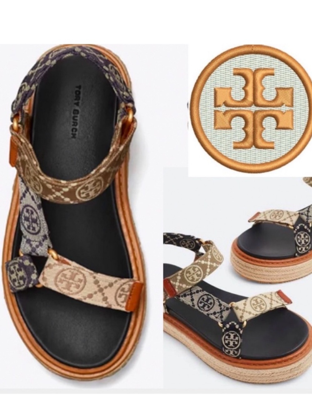 Tory Burch Monagram Rope Sport Sandals